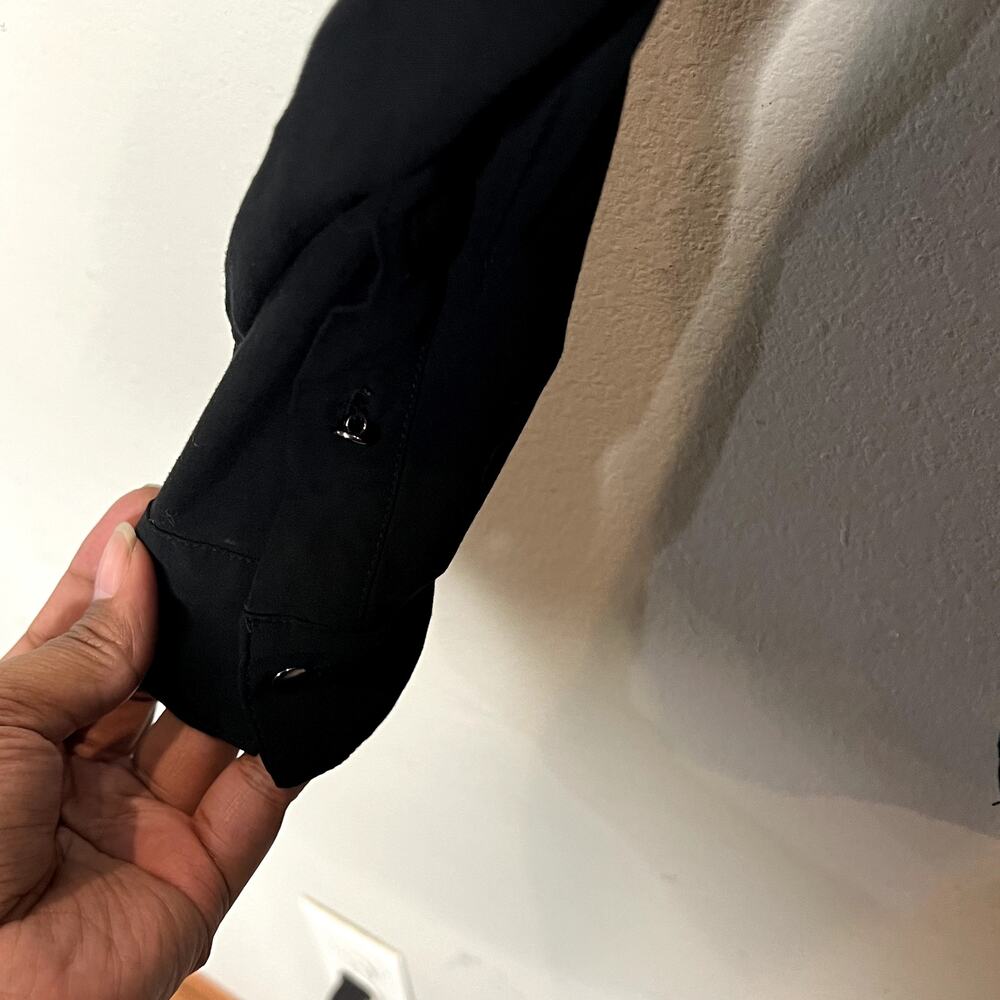 Torrid Black Split Neck Button Front Pullover Lon… - image 5